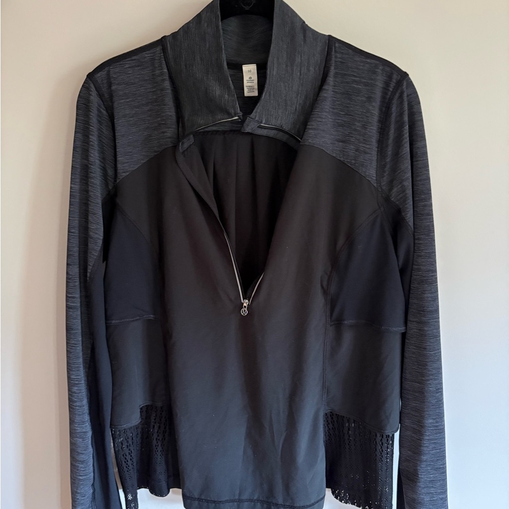 lululemon athletica Black and Charcoal Half-Zip Long Sleeve Top
